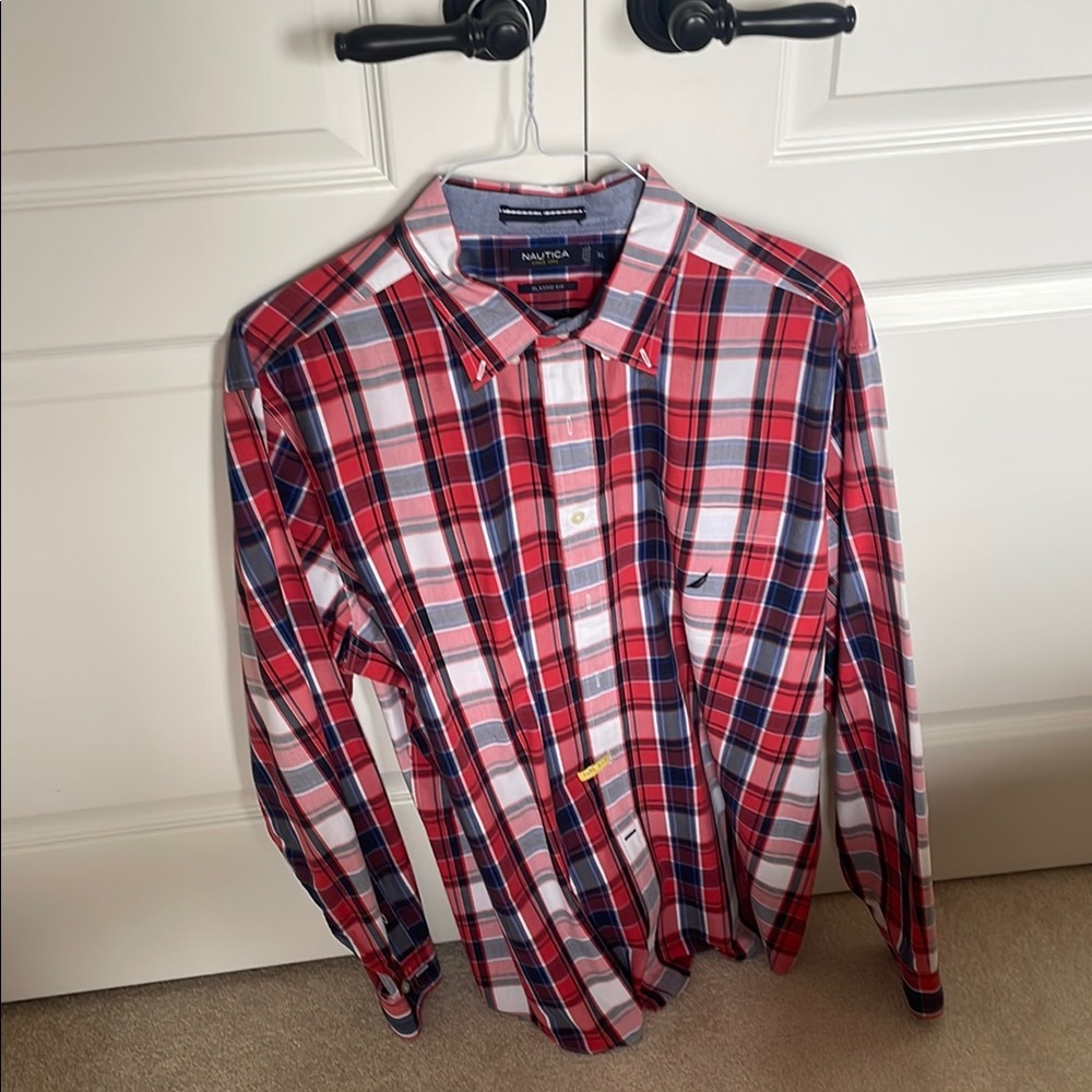 Nautica Men's Red Plaid Shirt